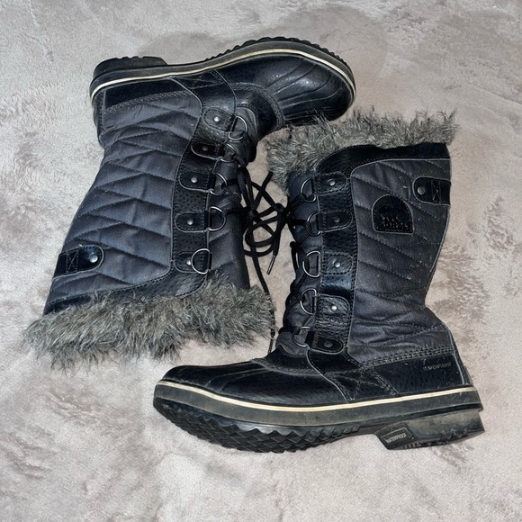 Sorel Tofino II winter boots waterproof black faux fur fleece lining size 9 - Picture 4 of 8